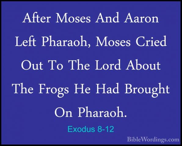 Exodus 8-12 - After Moses And Aaron Left Pharaoh, Moses Cried OutAfter Moses And Aaron Left Pharaoh, Moses Cried Out To The Lord About The Frogs He Had Brought On Pharaoh. 