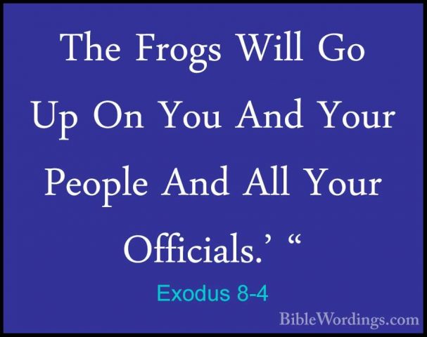 Exodus 8-4 - The Frogs Will Go Up On You And Your People And AllThe Frogs Will Go Up On You And Your People And All Your Officials.' " 