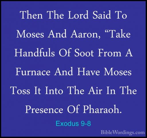 Exodus 9-8 - Then The Lord Said To Moses And Aaron, "Take HandfulThen The Lord Said To Moses And Aaron, "Take Handfuls Of Soot From A Furnace And Have Moses Toss It Into The Air In The Presence Of Pharaoh. 