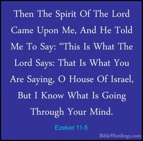Ezekiel 11-5 - Then The Spirit Of The Lord Came Upon Me, And He TThen The Spirit Of The Lord Came Upon Me, And He Told Me To Say: "This Is What The Lord Says: That Is What You Are Saying, O House Of Israel, But I Know What Is Going Through Your Mind. 