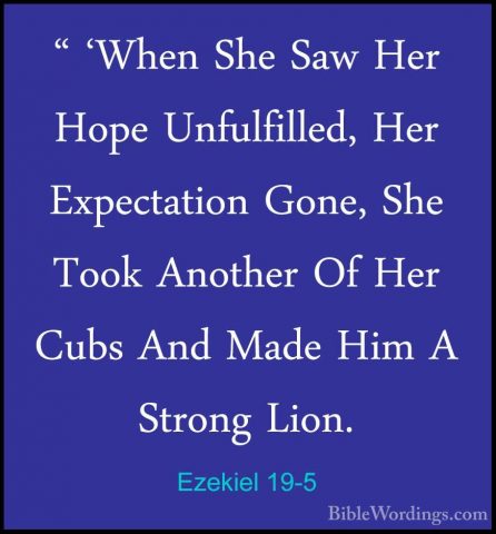 Ezekiel 19-5 - " 'When She Saw Her Hope Unfulfilled, Her Expectat" 'When She Saw Her Hope Unfulfilled, Her Expectation Gone, She Took Another Of Her Cubs And Made Him A Strong Lion. 