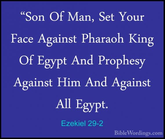 Ezekiel 29-2 - "Son Of Man, Set Your Face Against Pharaoh King Of"Son Of Man, Set Your Face Against Pharaoh King Of Egypt And Prophesy Against Him And Against All Egypt. 