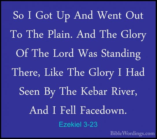 Ezekiel 3-23 - So I Got Up And Went Out To The Plain. And The GloSo I Got Up And Went Out To The Plain. And The Glory Of The Lord Was Standing There, Like The Glory I Had Seen By The Kebar River, And I Fell Facedown. 