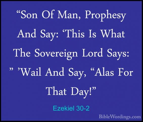 Ezekiel 30-2 - "Son Of Man, Prophesy And Say: 'This Is What The S"Son Of Man, Prophesy And Say: 'This Is What The Sovereign Lord Says: " 'Wail And Say, "Alas For That Day!" 