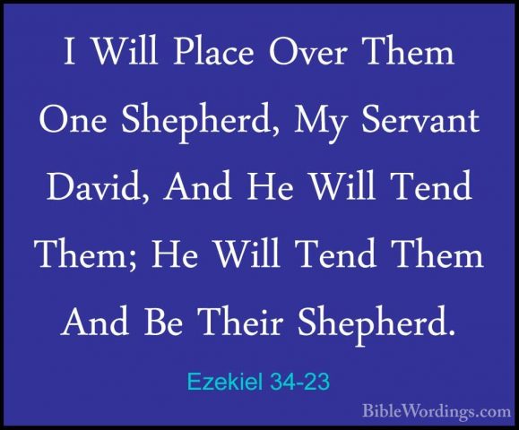 Ezekiel 34-23 - I Will Place Over Them One Shepherd, My Servant DI Will Place Over Them One Shepherd, My Servant David, And He Will Tend Them; He Will Tend Them And Be Their Shepherd. 
