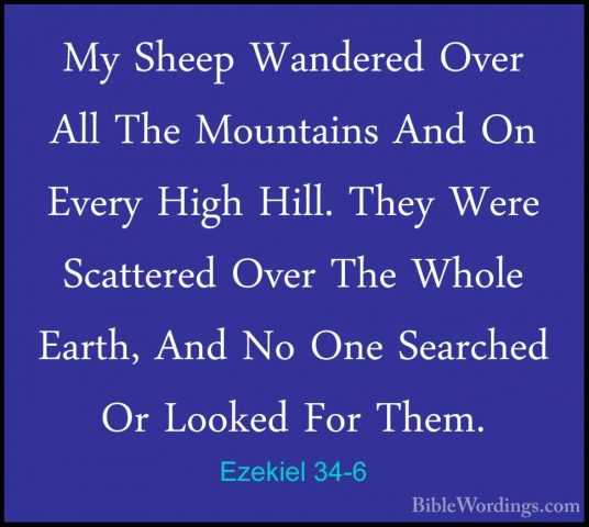 Ezekiel 34-6 - My Sheep Wandered Over All The Mountains And On EvMy Sheep Wandered Over All The Mountains And On Every High Hill. They Were Scattered Over The Whole Earth, And No One Searched Or Looked For Them. 