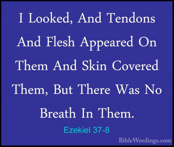 Ezekiel 37-8 - I Looked, And Tendons And Flesh Appeared On Them AI Looked, And Tendons And Flesh Appeared On Them And Skin Covered Them, But There Was No Breath In Them. 