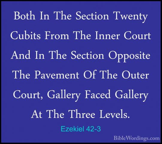 Ezekiel 42-3 - Both In The Section Twenty Cubits From The Inner CBoth In The Section Twenty Cubits From The Inner Court And In The Section Opposite The Pavement Of The Outer Court, Gallery Faced Gallery At The Three Levels. 
