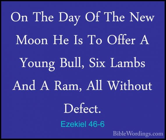 Ezekiel 46-6 - On The Day Of The New Moon He Is To Offer A YoungOn The Day Of The New Moon He Is To Offer A Young Bull, Six Lambs And A Ram, All Without Defect. 