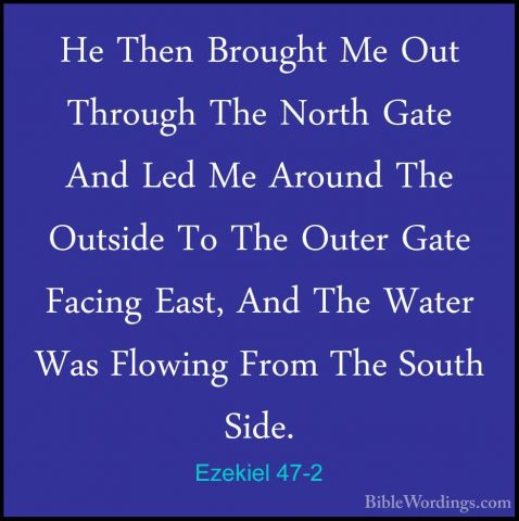 Ezekiel 47-2 - He Then Brought Me Out Through The North Gate AndHe Then Brought Me Out Through The North Gate And Led Me Around The Outside To The Outer Gate Facing East, And The Water Was Flowing From The South Side. 