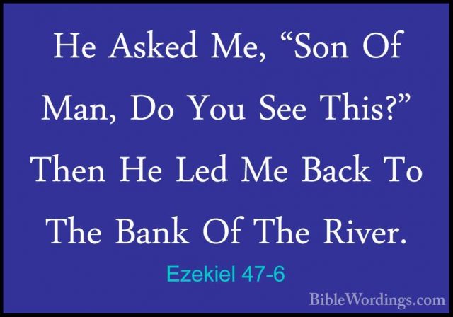 Ezekiel 47-6 - He Asked Me, "Son Of Man, Do You See This?" Then HHe Asked Me, "Son Of Man, Do You See This?" Then He Led Me Back To The Bank Of The River. 