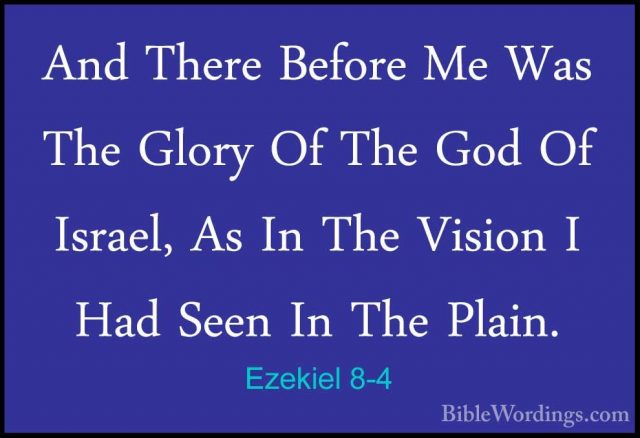 Ezekiel 8-4 - And There Before Me Was The Glory Of The God Of IsrAnd There Before Me Was The Glory Of The God Of Israel, As In The Vision I Had Seen In The Plain. 