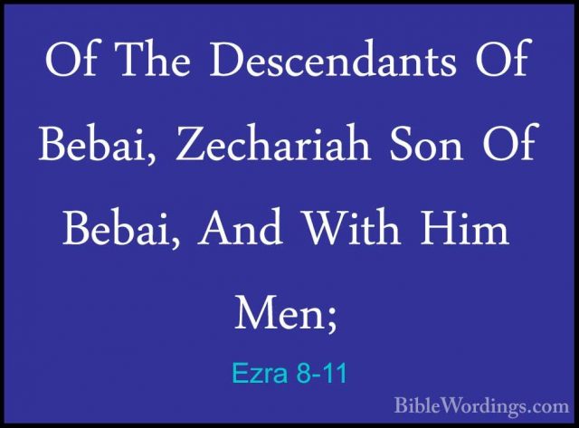 Ezra 8-11 - Of The Descendants Of Bebai, Zechariah Son Of Bebai,Of The Descendants Of Bebai, Zechariah Son Of Bebai, And With Him  Men; 