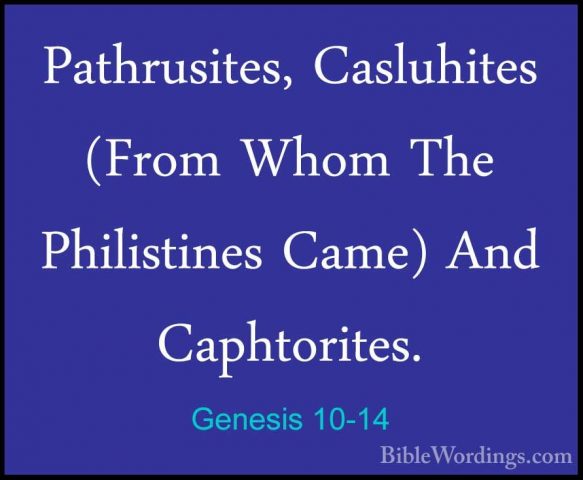 Genesis 10-14 - Pathrusites, Casluhites (From Whom The PhilistinePathrusites, Casluhites (From Whom The Philistines Came) And Caphtorites. 
