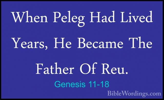 Genesis 11-18 - When Peleg Had Lived  Years, He Became The FatherWhen Peleg Had Lived  Years, He Became The Father Of Reu. 