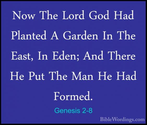 Genesis 2-8 - Now The Lord God Had Planted A Garden In The East,Now The Lord God Had Planted A Garden In The East, In Eden; And There He Put The Man He Had Formed. 