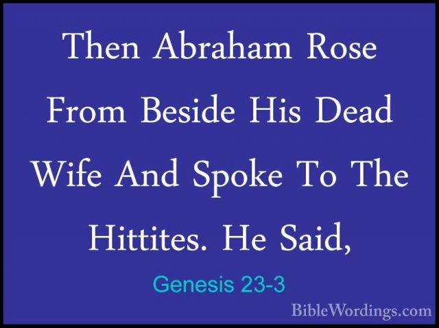 Genesis 23-3 - Then Abraham Rose From Beside His Dead Wife And SpThen Abraham Rose From Beside His Dead Wife And Spoke To The Hittites. He Said, 