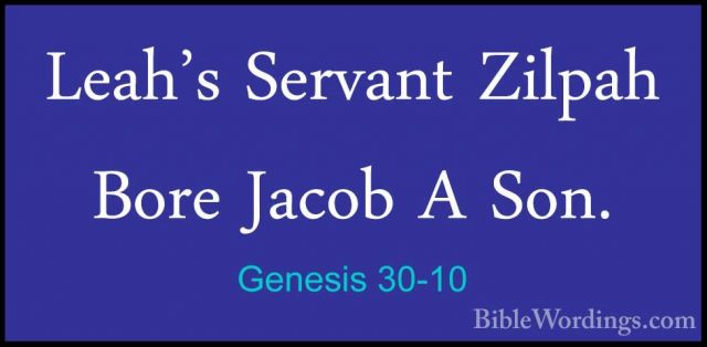 Genesis 30-10 - Leah's Servant Zilpah Bore Jacob A Son.Leah's Servant Zilpah Bore Jacob A Son. 