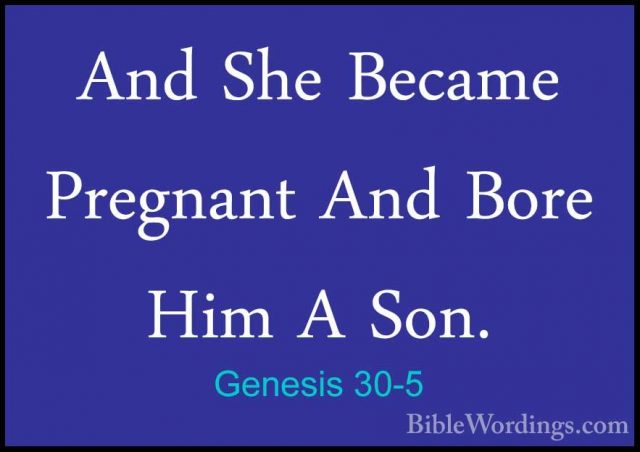 Genesis 30-5 - And She Became Pregnant And Bore Him A Son.And She Became Pregnant And Bore Him A Son. 