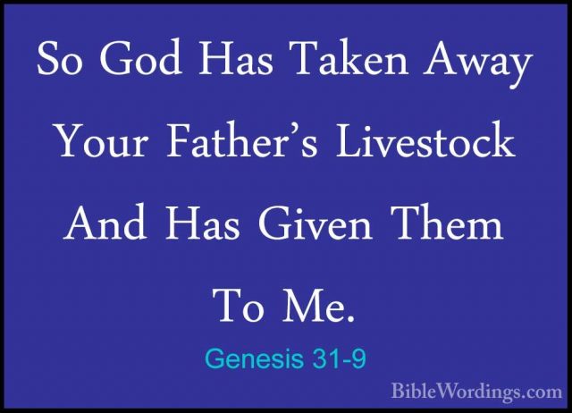 Genesis 31-9 - So God Has Taken Away Your Father's Livestock AndSo God Has Taken Away Your Father's Livestock And Has Given Them To Me. 