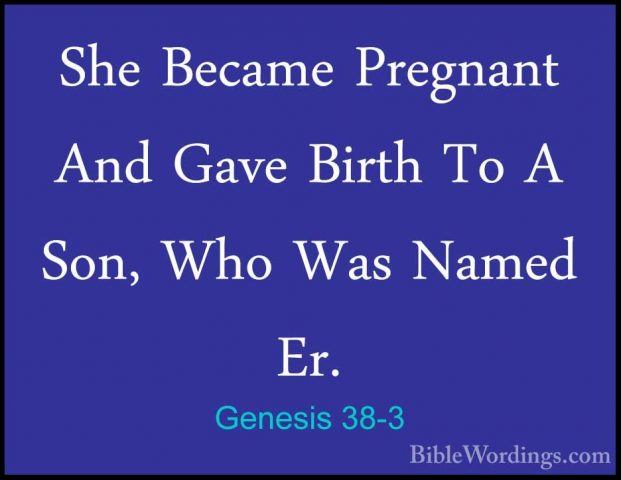 Genesis 38-3 - She Became Pregnant And Gave Birth To A Son, Who WShe Became Pregnant And Gave Birth To A Son, Who Was Named Er. 