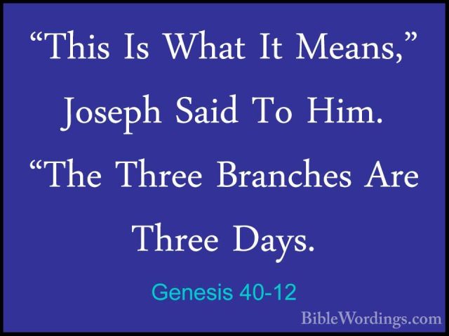 Genesis 40-12 - "This Is What It Means," Joseph Said To Him. "The"This Is What It Means," Joseph Said To Him. "The Three Branches Are Three Days. 