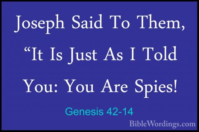 Genesis 42-14 - Joseph Said To Them, "It Is Just As I Told You: YJoseph Said To Them, "It Is Just As I Told You: You Are Spies! 