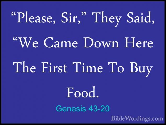 Genesis 43-20 - "Please, Sir," They Said, "We Came Down Here The"Please, Sir," They Said, "We Came Down Here The First Time To Buy Food. 