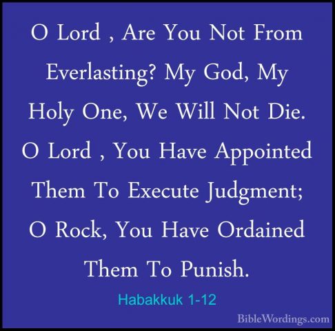 Habakkuk 1-12 - O Lord , Are You Not From Everlasting? My God, MyO Lord , Are You Not From Everlasting? My God, My Holy One, We Will Not Die. O Lord , You Have Appointed Them To Execute Judgment; O Rock, You Have Ordained Them To Punish. 