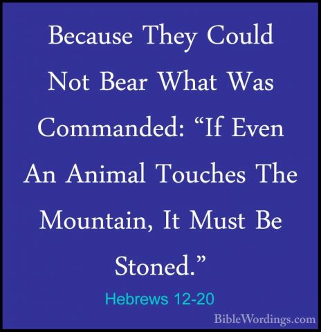 Hebrews 12-20 - Because They Could Not Bear What Was Commanded: "Because They Could Not Bear What Was Commanded: "If Even An Animal Touches The Mountain, It Must Be Stoned." 
