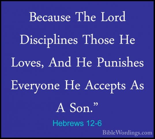 Hebrews 12-6 - Because The Lord Disciplines Those He Loves, And HBecause The Lord Disciplines Those He Loves, And He Punishes Everyone He Accepts As A Son." 