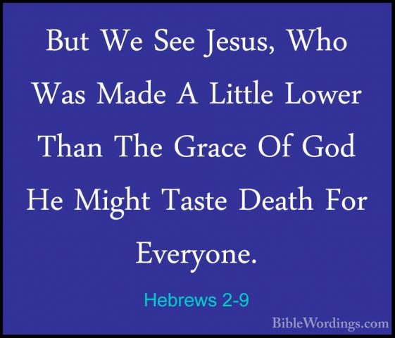 Hebrews 2-9 - But We See Jesus, Who Was Made A Little Lower ThanBut We See Jesus, Who Was Made A Little Lower Than The Grace Of God He Might Taste Death For Everyone. 