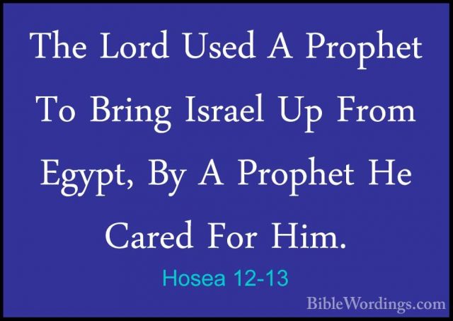 Hosea 12-13 - The Lord Used A Prophet To Bring Israel Up From EgyThe Lord Used A Prophet To Bring Israel Up From Egypt, By A Prophet He Cared For Him. 