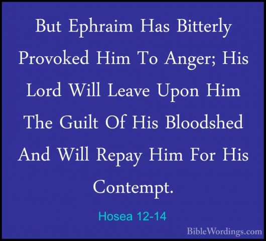 Hosea 12-14 - But Ephraim Has Bitterly Provoked Him To Anger; HisBut Ephraim Has Bitterly Provoked Him To Anger; His Lord Will Leave Upon Him The Guilt Of His Bloodshed And Will Repay Him For His Contempt.