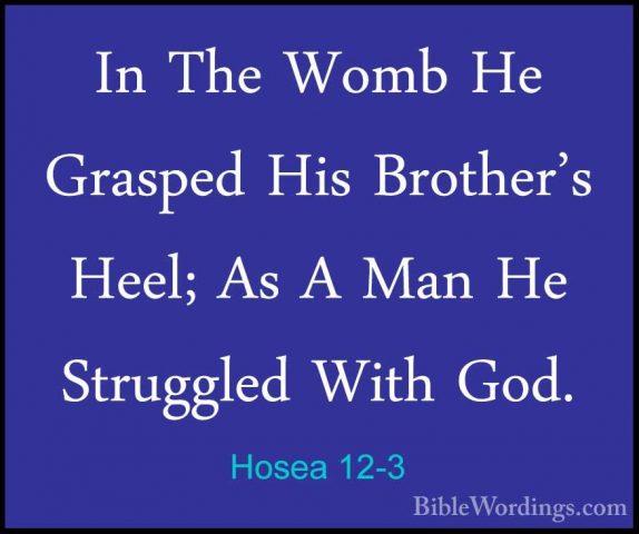 Hosea 12-3 - In The Womb He Grasped His Brother's Heel; As A ManIn The Womb He Grasped His Brother's Heel; As A Man He Struggled With God. 