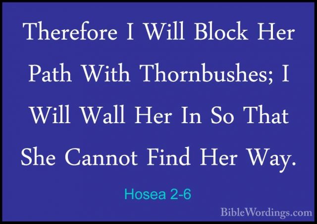 Hosea 2-6 - Therefore I Will Block Her Path With Thornbushes; I WTherefore I Will Block Her Path With Thornbushes; I Will Wall Her In So That She Cannot Find Her Way. 
