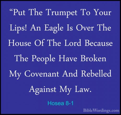 Hosea 8-1 - "Put The Trumpet To Your Lips! An Eagle Is Over The H"Put The Trumpet To Your Lips! An Eagle Is Over The House Of The Lord Because The People Have Broken My Covenant And Rebelled Against My Law. 