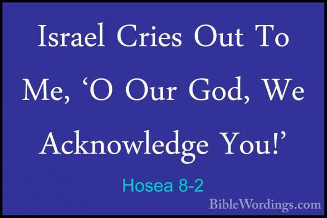 Hosea 8-2 - Israel Cries Out To Me, 'O Our God, We Acknowledge YoIsrael Cries Out To Me, 'O Our God, We Acknowledge You!' 