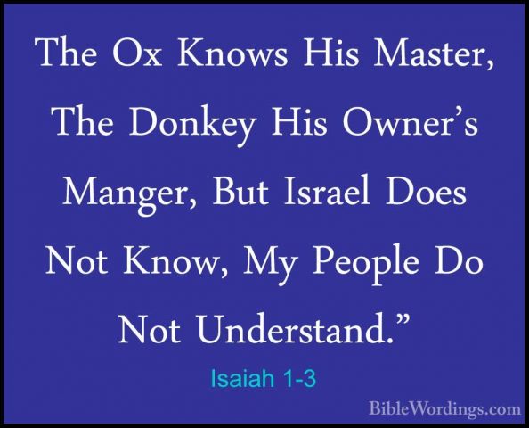 Isaiah 1-3 - The Ox Knows His Master, The Donkey His Owner's MangThe Ox Knows His Master, The Donkey His Owner's Manger, But Israel Does Not Know, My People Do Not Understand." 