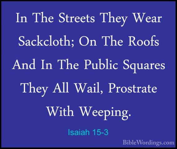 Isaiah 15-3 - In The Streets They Wear Sackcloth; On The Roofs AnIn The Streets They Wear Sackcloth; On The Roofs And In The Public Squares They All Wail, Prostrate With Weeping. 