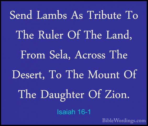 Isaiah 16-1 - Send Lambs As Tribute To The Ruler Of The Land, FroSend Lambs As Tribute To The Ruler Of The Land, From Sela, Across The Desert, To The Mount Of The Daughter Of Zion. 
