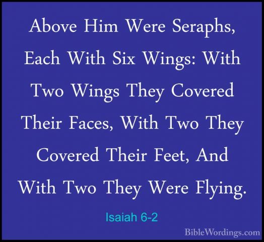 Isaiah 6-2 - Above Him Were Seraphs, Each With Six Wings: With TwAbove Him Were Seraphs, Each With Six Wings: With Two Wings They Covered Their Faces, With Two They Covered Their Feet, And With Two They Were Flying. 