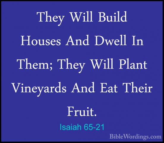 Isaiah 65-21 - They Will Build Houses And Dwell In Them; They WilThey Will Build Houses And Dwell In Them; They Will Plant Vineyards And Eat Their Fruit. 