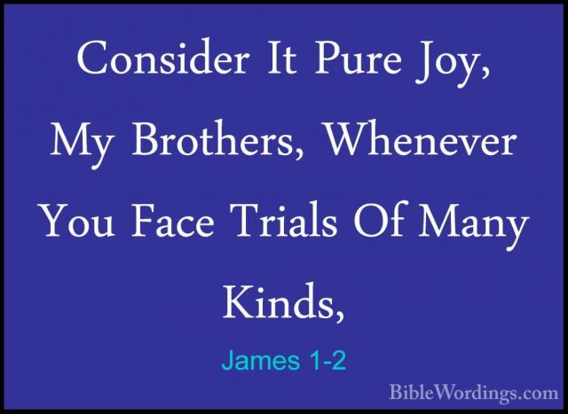 James 1-2 - Consider It Pure Joy, My Brothers, Whenever You FaceConsider It Pure Joy, My Brothers, Whenever You Face Trials Of Many Kinds, 