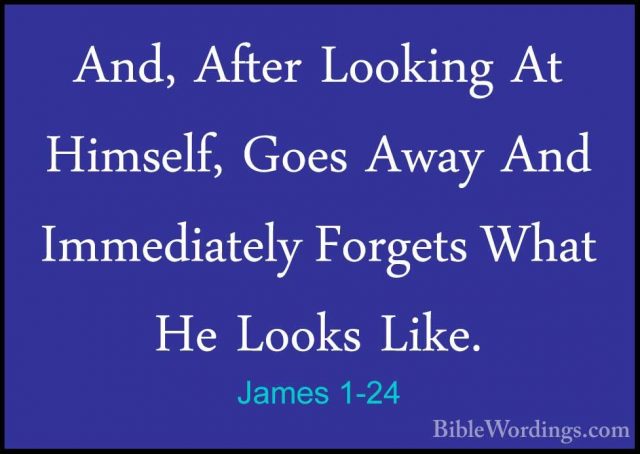 James 1-24 - And, After Looking At Himself, Goes Away And ImmediaAnd, After Looking At Himself, Goes Away And Immediately Forgets What He Looks Like. 