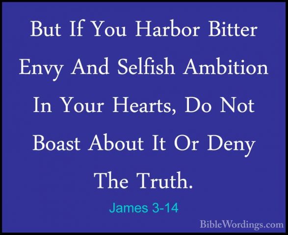 James 3-14 - But If You Harbor Bitter Envy And Selfish Ambition IBut If You Harbor Bitter Envy And Selfish Ambition In Your Hearts, Do Not Boast About It Or Deny The Truth. 