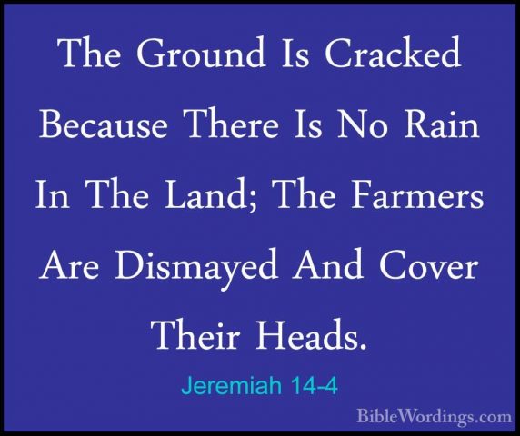 Jeremiah 14-4 - The Ground Is Cracked Because There Is No Rain InThe Ground Is Cracked Because There Is No Rain In The Land; The Farmers Are Dismayed And Cover Their Heads. 