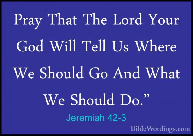 Jeremiah 42-3 - Pray That The Lord Your God Will Tell Us Where WePray That The Lord Your God Will Tell Us Where We Should Go And What We Should Do." 