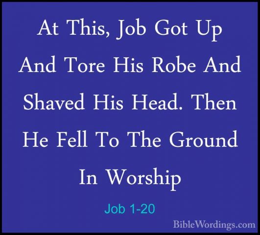 Job 1-20 - At This, Job Got Up And Tore His Robe And Shaved His HAt This, Job Got Up And Tore His Robe And Shaved His Head. Then He Fell To The Ground In Worship 