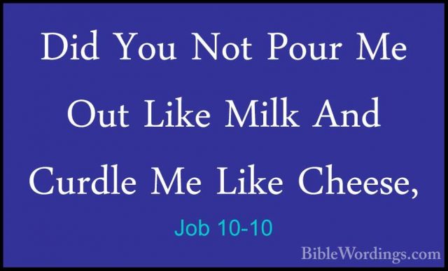 Job 10-10 - Did You Not Pour Me Out Like Milk And Curdle Me LikeDid You Not Pour Me Out Like Milk And Curdle Me Like Cheese, 